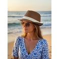 thumbnail image 6 of Deago Straw Fedora Hat for Men Women Short Brim Trilby Hat Classic Panama Summer Beach Sun Hat (Coffee), 6 of 9