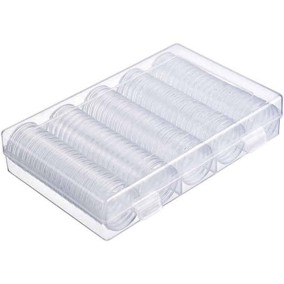 Coin Capsules Case, 100Pcs 30mm Plastic Coin Holder Storage for Collection