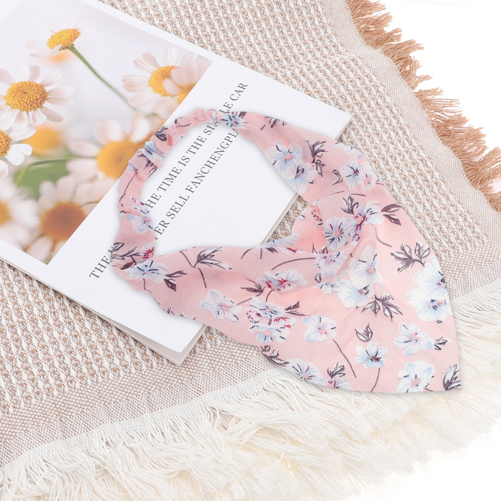 Unique Bargains 1pc Stylish and Comfortable Fashion Flower Headwrap Pink