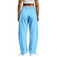 thumbnail image 5 of TZZQ Barrel Sweatpants for Women Baggy Wide Leg Drawstring Elastic Waisted Joggers Active Running Athletic Sweat Track Pants with Pockets Loose Fit Casual Trousers Fall Fashion Trousers Sky Blue S, 5 of 5