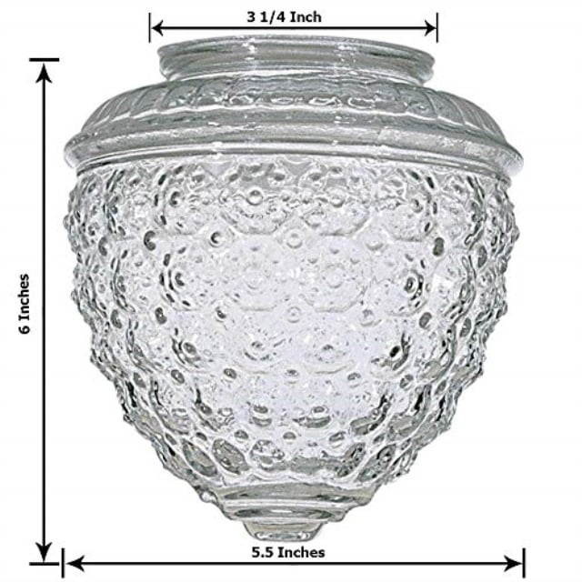 kor k21846 6inch clear pineapple style glass shade 31/4inch fitter