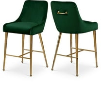 Meridian Furniture Owen 28"H Velvet Bar Stool in Green (Set of 2)