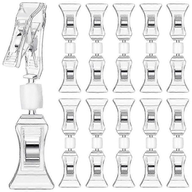 50 clips de doble cara para letreros, mini clips transparentes giratorios para exhibición de mercancía, clips de plástico para etiquetas.
