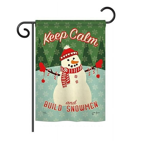 Breeze Decor BD-XM-G-114198-IP-BO-DS02-US Keep Calm Build Snowmen Winter - Seasonal Christmas Impressions Decorative Vertical Garden Flag - 13 x 18.5 in.