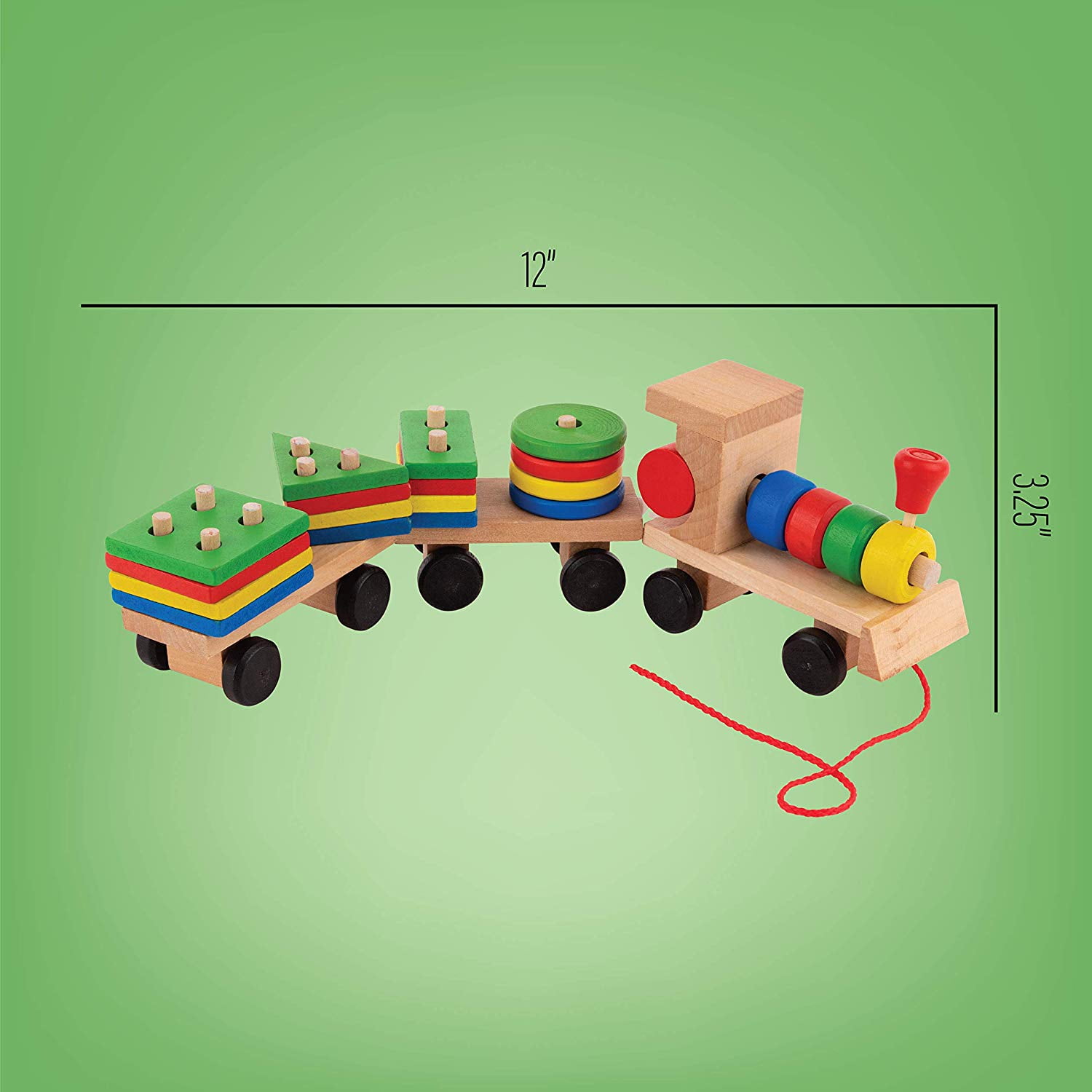 SHIERDU Childrens Wooden Building Block Train Toy Shape sorter and Stacking Game for Toddlers Montessori Benefit Intellectual pre-School Education Pull Toy