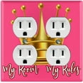 thumbnail image 1 of Metal Light Switch Wall Plate Outlet Cover (My Room My Rules Crown Pink Tilted - Double Duplex), 1 of 2
