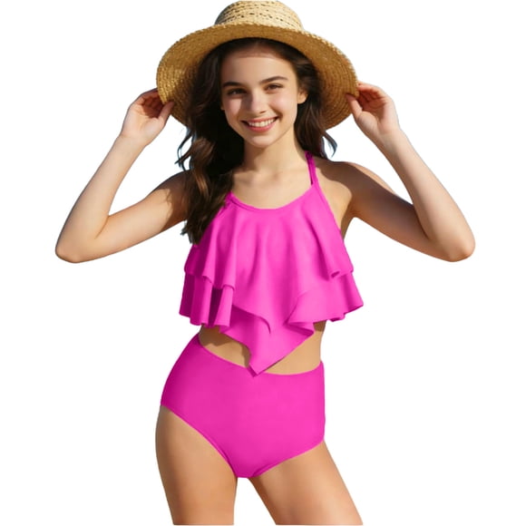 Tauxra Maillot de Bain 2 Pcs pour Femmes Contrôle du Ventre Ensemble Tankini avec Soutien-Gorge Intégré et Jupe à Volants, Maillot de Bain d'Été pour Femmes