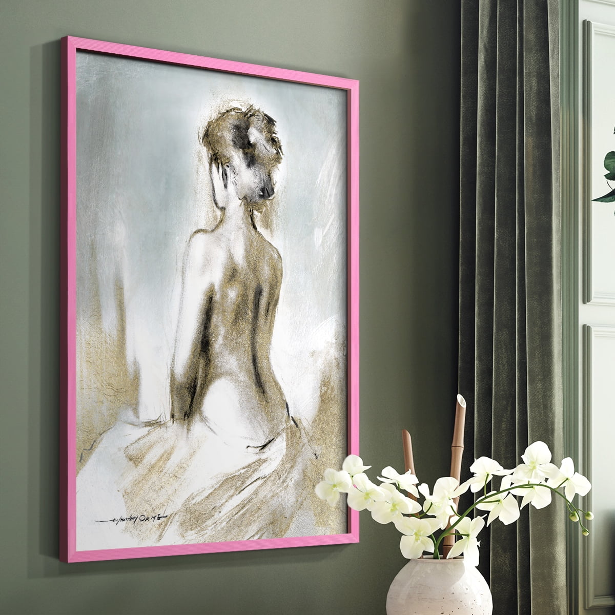 Figure in Golden Light II in Paper Solid Wood 11 x 14 Framed Print