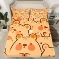 thumbnail image 2 of Homewish Cartoon Capibara Lover Queen Sheet Sets for Teens, Cute Bear Print Flat Sheet, Kawaii Animal Queen Fitted Sheet, Ultra Soft Bedroom Decor, 4 Pieces, 2 of 7