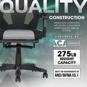 Gamer Gear Gaming Office Chair with Extendable Leg Rest, Gray/Black Fabric Upholstery