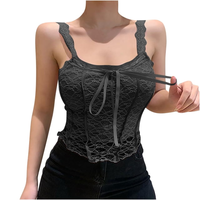 Birdeem Mode Femmes Camisoles à Col Rond Ajouré Gilet Dames Haut Court Slim Uni