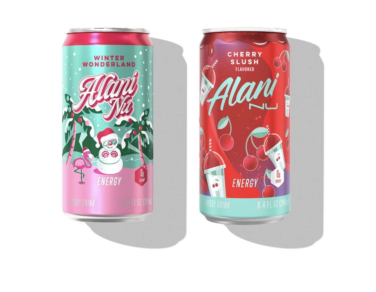 Alani Nu Sugar Free Energy Drink Mini, Variety Pack, Winter Wonderland, Cherry Slush, 8.4 fl oz, 12 Pack, Cans, 100mg Caffeine