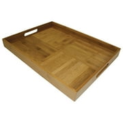 Simply Bamboo Brown Large Ribbed Rectangle Bamboo Serving Tray - 20"