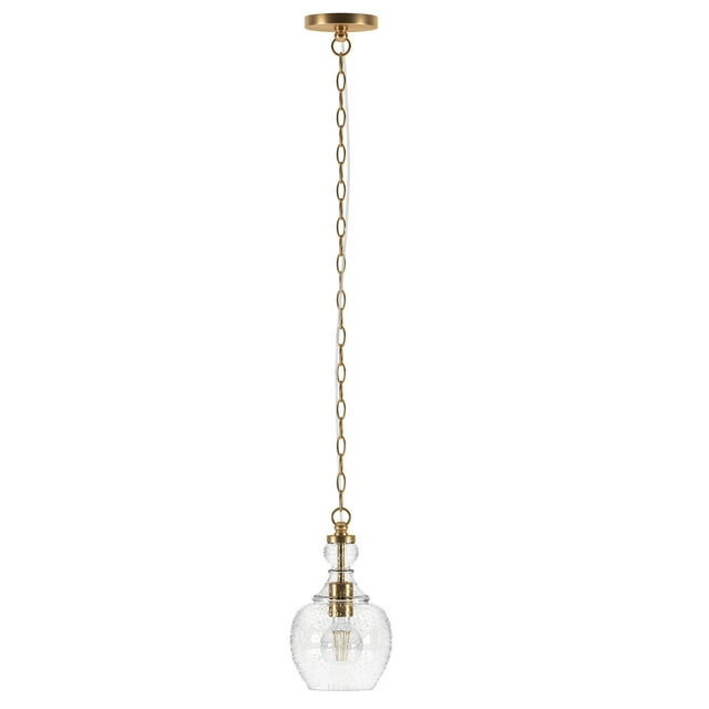 Evelyn&Zoe Industrial Pendant with Seeded Glass Shade, 7"