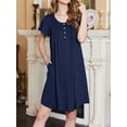 thumbnail image 3 of Avidlove Women Plus Size Nightgows Short Sleeve House Dress Floral Print Sleepshirt with Pocket Sleepwear, 3 of 6