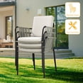 thumbnail image 6 of DWVO Outdoor Patio Dining Chairs Set of 4, Patio Rope Woven Stackable Chairs, Outdoor Dining Single Sofa Chair Wicker Bistro Chairs Armchair Seating - Gray & Beige, 6 of 7