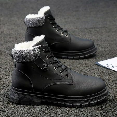 

Mens Snow Boots Warm Fur Lined Ankle Waterproof Slip Outdoor Winter Shoes Winter Shoes Round Toe Casual Thickened Warm Cotton Shoes
