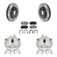 thumbnail image 1 of Transit Auto Front Disc Brake Coated Caliper Drilled Slotted Rotors and Ceramic Pads Kit for Car 2011 Buick Regal 2.0L with Solid Rear KCD-100106T, 1 of 11