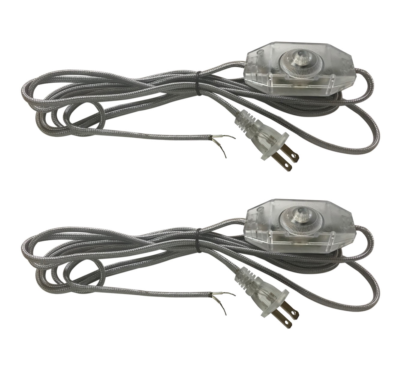 Silver 8-Foot Inline Rotary Dimmer Lamp Cord Set