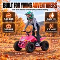thumbnail image 6 of IVFJFV Powered 4 Wheeler,500W Electric 4 Wheeler with Dual Speed Adjustment,36V Four Wheeler Max 15 MPH, Front & Rear Shock Absorbers, All-Terrain Tires and Safety Disc Brake,PINK, 6 of 8