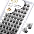 thumbnail image 1 of Lash Clusters Extensiones de pestañas DIY 72 grupos de pestañas CD Curl B&Q LASH Mega Volumen Pestañas individuales Extensiones de grupos de pestañas Wispy Lashes Cluster DIY en casa (NM-D-8-16MIX), 1 of 4