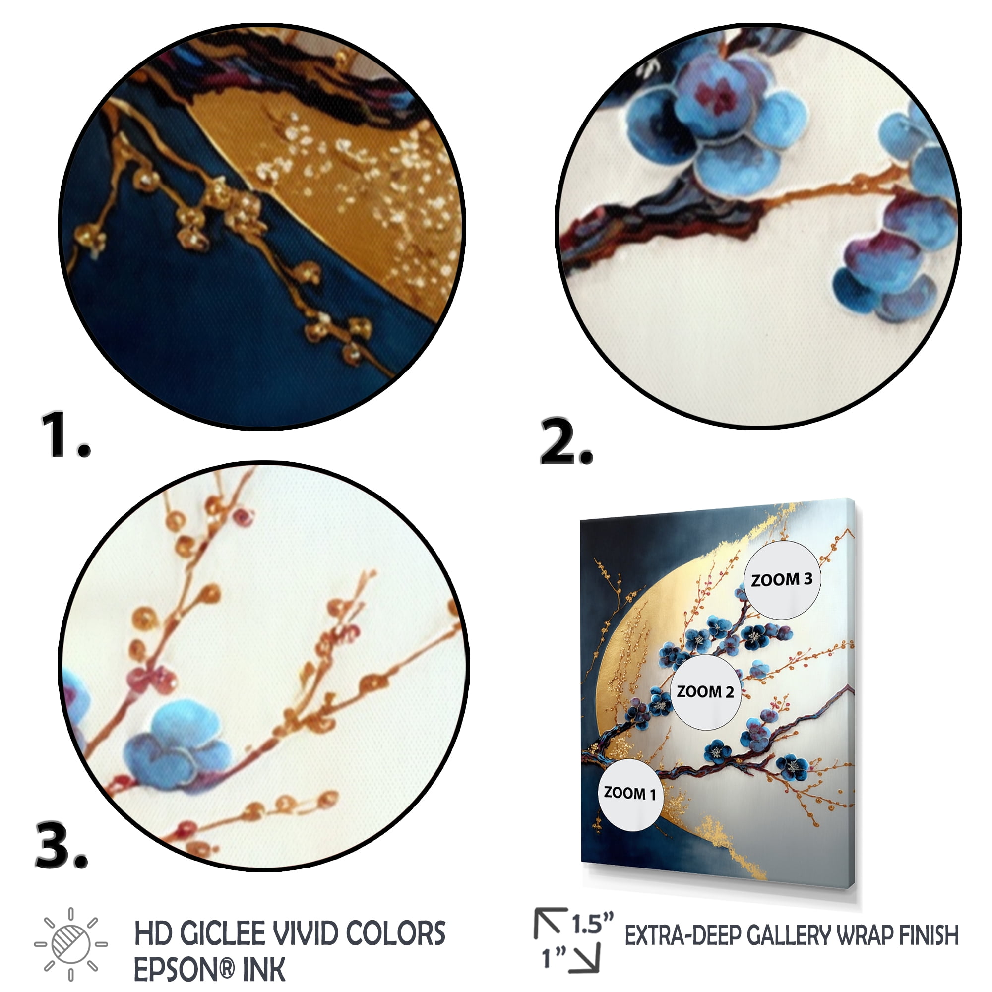 Designart Blue Cherry Blossom Branch IV Canvas Wall Art