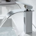 thumbnail image 1 of Grifo de cascada de cromo pulido, diseño alto moderno para instalación en cubierta, diseño cuadrado que ahorra agua y fácil instalación, control de una sola manija para un uso sin esfuerzo y, 1 of 5