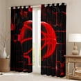 thumbnail image 2 of Erosebridal Red Basketball Curtains Pack of 2 (38x45),Modern Geometric Grid Black Out Curtains,Glowing Neon Light Curtains for Living Room For Teens,Breathable Room Decor, 2 of 7