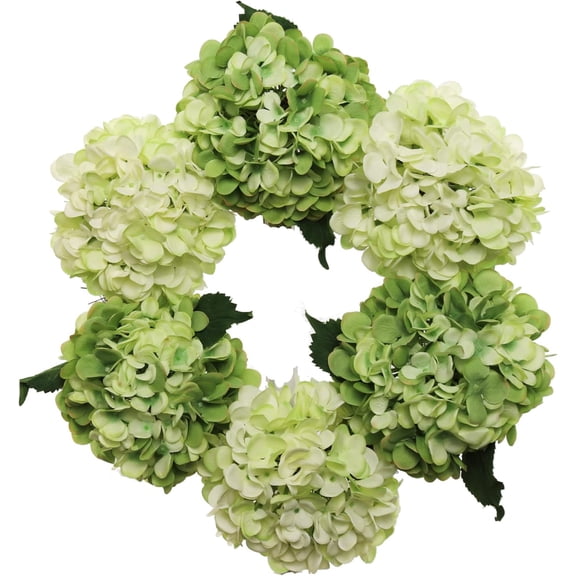 18" Hydrangea Christmas Wreath Mixed Green– Artificial Floral Front Door Decoration, Spring & Summer Home Décor, Lifelike Greenery Wreath for Indoor & Outdoor Use