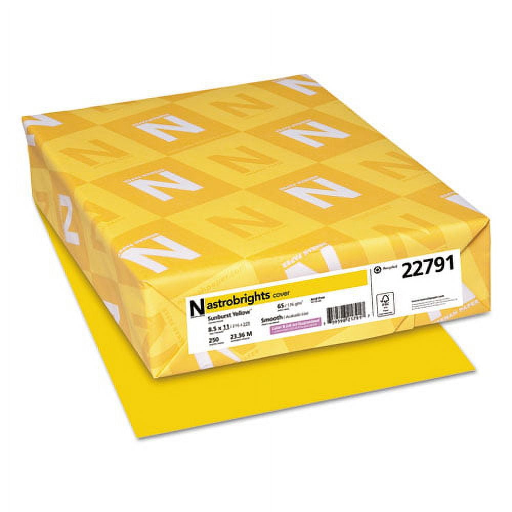 Color Cardstock, 65 Lb, 8.5 X 11, Sunburst Yellow, 250/pack | Bundle of 5 Packs