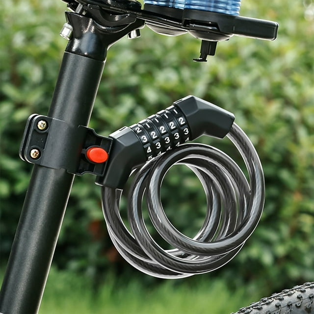 Jiaeri 5 Digit Combination Lock, Heavy Duty Motorcycle Bike Lock, Anti-Theft Steel Cable Padlock with Adjustable Loop, Portable Keyless Security Lock for Outdoor Travel Storage