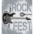 thumbnail image 3 of Rock Music Twin Size Duvet Cover Set, Grunge Color Splashed Brick Wall Background Electronic Guitar Mics Design, Decorative 2 Piece Bedding Set with 1 Pillow Sham, Blue Grey Black, by Ambesonne, 3 of 3