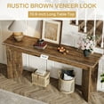 thumbnail image 4 of Tribesigns Table Console de Ferme 70,9 Pouces, Table de Canapé en Bois Extra Longue avec Plateau Élargi et Double Piédestal pour Salon, Couloir, Hall d'Entrée, Brun Rustique, 4 of 5