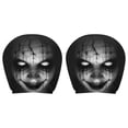thumbnail image 5 of Dark Skeleton Halloween Automotive Accessory, 2‑Pack Creepy Shadow‑Toned Skull Face Slip‑on Car Headrest Covers, Universal Protector for Halloween Haunted‑Car Interior Styling, 5 of 5