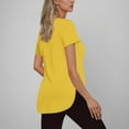 thumbnail image 3 of ZZwxWA Womens Summer Tops Slim Fitted Side Split Slit Crewneck Shirts Trendy Casual Basic Comfy Short Sleeve Tunic Solid T Shirts, 3 of 6