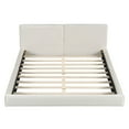 thumbnail image 4 of Queen Size Upholstered Platform Bed with Velvet Fabric, Grounded Bed with Solid Frame, Beige, 4 of 10