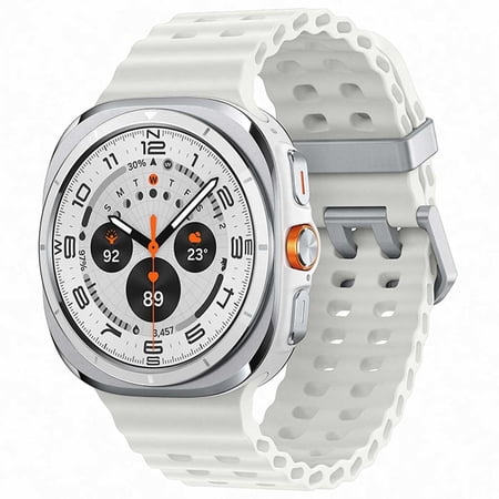 Samsung Galaxy Watch Ultra 47mm LTE Titanium Smart Watch  Titanium White  White Sport Band (2025)-International Version