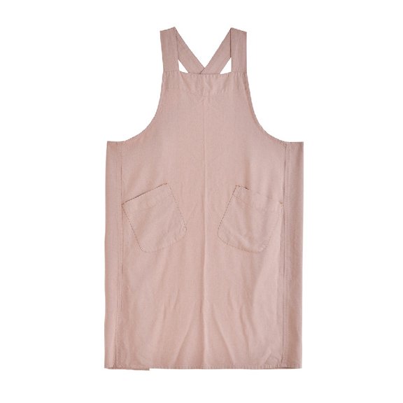 Cotton Linen Apron Cross Back Japanese Smock for Women Cooking With Pockets Pinafore Dress Kitchen Baking Gardening
