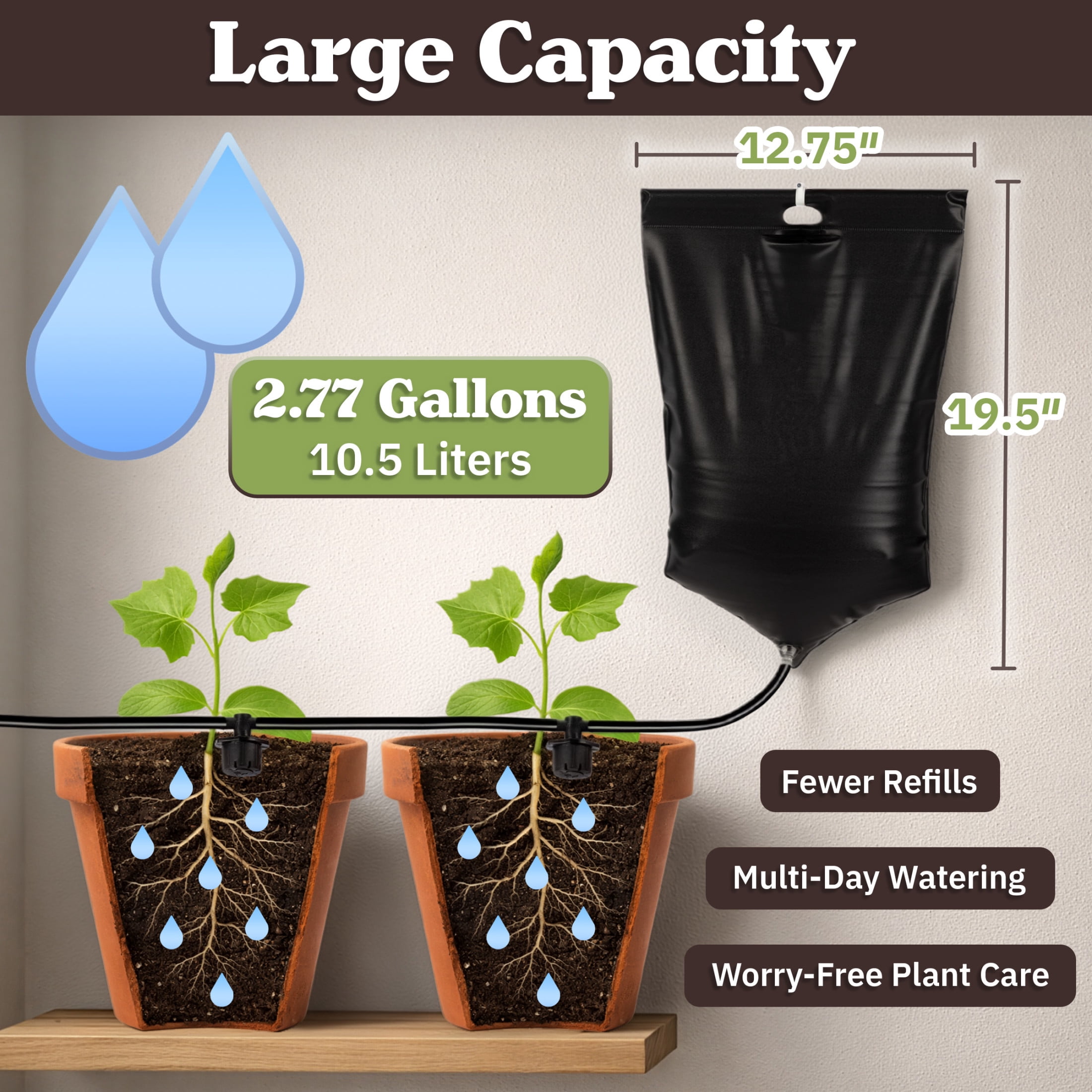 Pure Garden 2.77Gal Automatic Plant Waterer Indoor Drip Irrigation System with 7 Adjustable Drippers