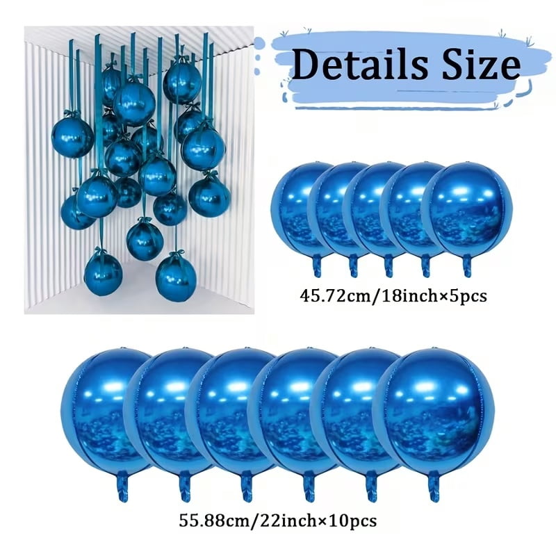 Golden Balloons, 4D Large Round Foil Balloons, Golden Large Mirror Metallic Balloons for Weddings, Birthdays, Anniversaries, Bridal Showers, Showers, Holiday Event Decoration, Party Supplies