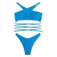 thumbnail image 2 of Cheers US Women's Criss Cross Cut Out Chain Strap Bikini Set Halter Swimsuits, 2 of 7