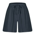 thumbnail image 6 of UAMVSH Bermuda Shorts for Women Soft Wide Leg Cotton Linen Long Shorts Basic Elastic Waist Drawstring Summer Casual Shorts, 6 of 7