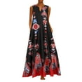 thumbnail image 1 of Robe Maxi d'Été Sans Manches à Rayures Imprimées à Col en V Vintage Décontractée pour Femme, 1 of 1