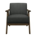 thumbnail image 4 of Accent Chair, Arm Sofa Chair Studio Chairs Upholstered Sing Sofa with Cushion Back & Walnut Finish, Solid Wood Vanity Chair Dressing Chair Side Chair Leisure Sofa for Living Room Office, Dark Gray, 4 of 6