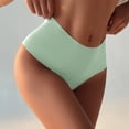 thumbnail image 2 of lnmuld Solid Laser Cut Seamless Mid Rise Women Bikini Briefs Ice Silk Smooth No Show Invisible Breathable Daily Panties Color:Light Green,Size:XL, 2 of 4