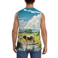 thumbnail image 4 of Lsque Countryside Farm Cow Print Men's Cotton Blend Sleeveless Muscle Shirts (S-3XL)- Moisture Wicking, Odor Protection, UPF 30+,Medium, 4 of 8