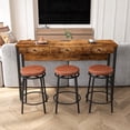 thumbnail image 5 of Aukfa Bar Table Set for 3 with Charging Station and Drawers, 4-Piece Counter Height Dining Table Set with 3 PU Stools, Brown, 5 of 7