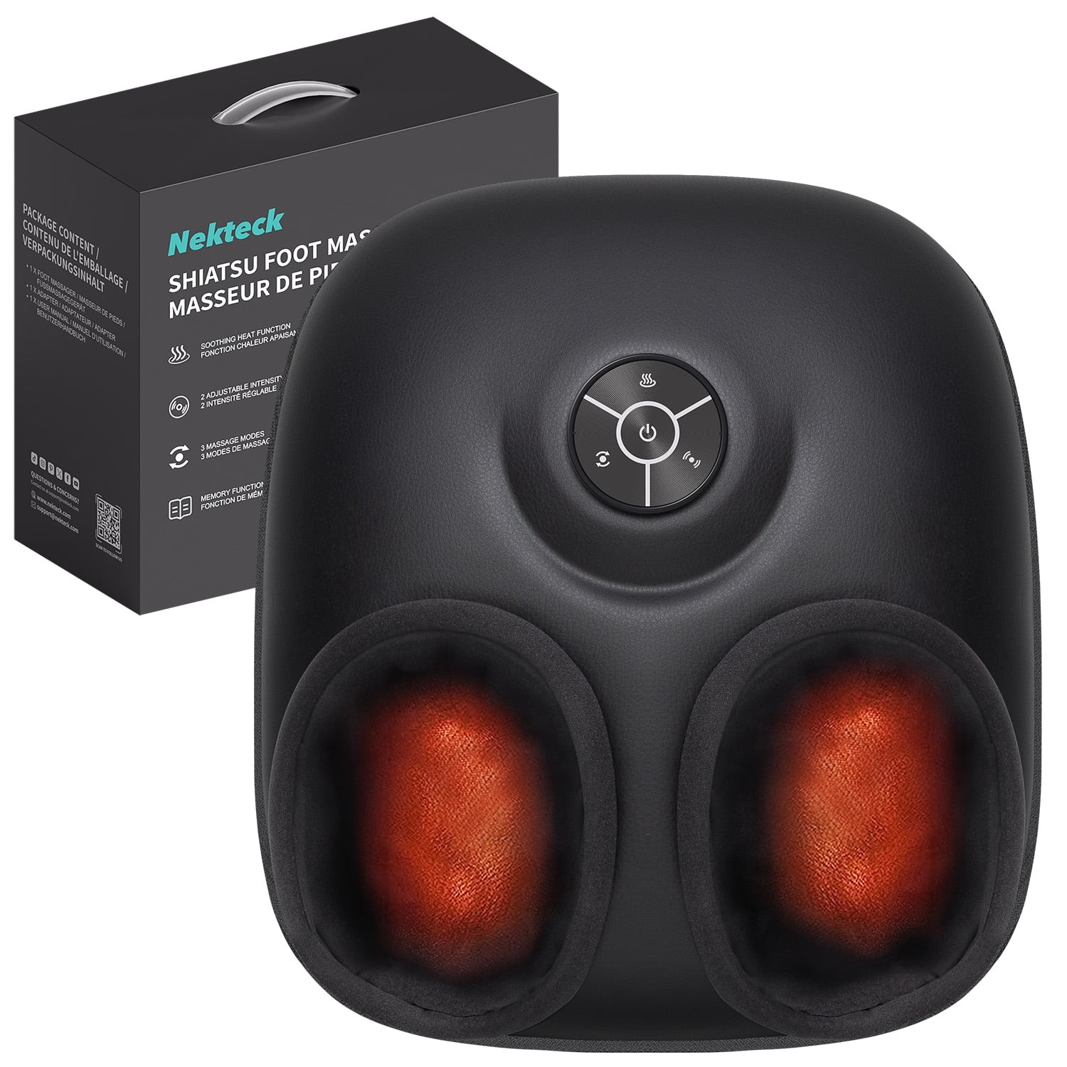 Nekteck Foot Massager with Heat, Air Compression, Deep Kneading, Rolling, Shiatsu Foot Massager Machine, Electric Feet Massage, 3 Modes, 15-Min Auto Shutoff, Fits Max US Size 13, Gifts for Women Men