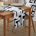 thumbnail image 2 of Table Runner Dresser Scarves 72 Inch Long, Modern Abstract Geometric Art Linen Dining Table Runners Black Gray White Patchwork Tabletop Scarf for Wedding Holiday Party Kitchen, 2 of 7