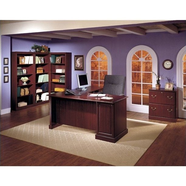 bush furniture saratoga l shaped computer desk in harvest cherry